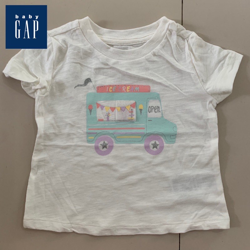 Kaos Anak Perempuan Toddler Baby GAP White Ice Cream