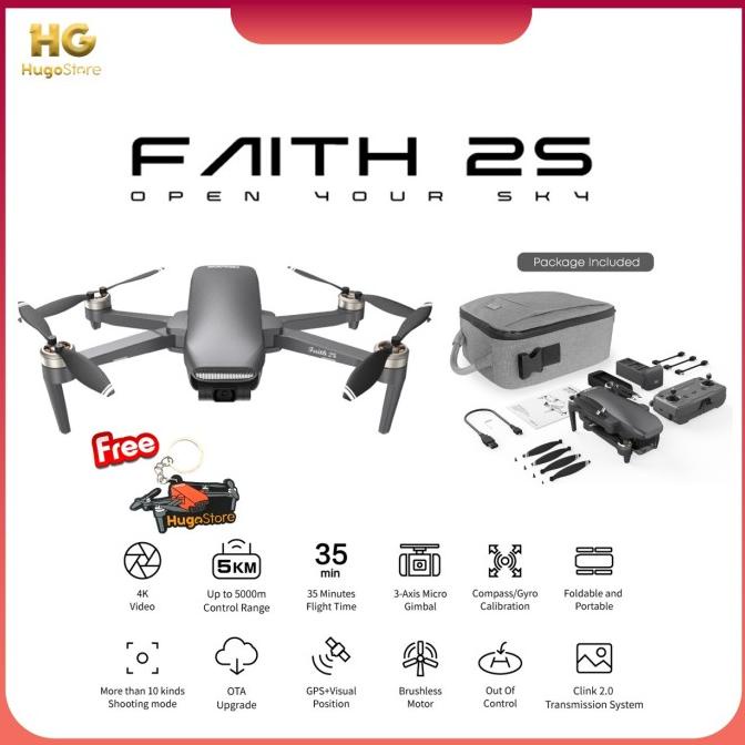 [ Promo ] C-Fly Faith 2S 3-Axis Gimbal 4K Hd Camera 5Km Fpv Drone Gps 35Mins - Drone Kamera Dan Akse