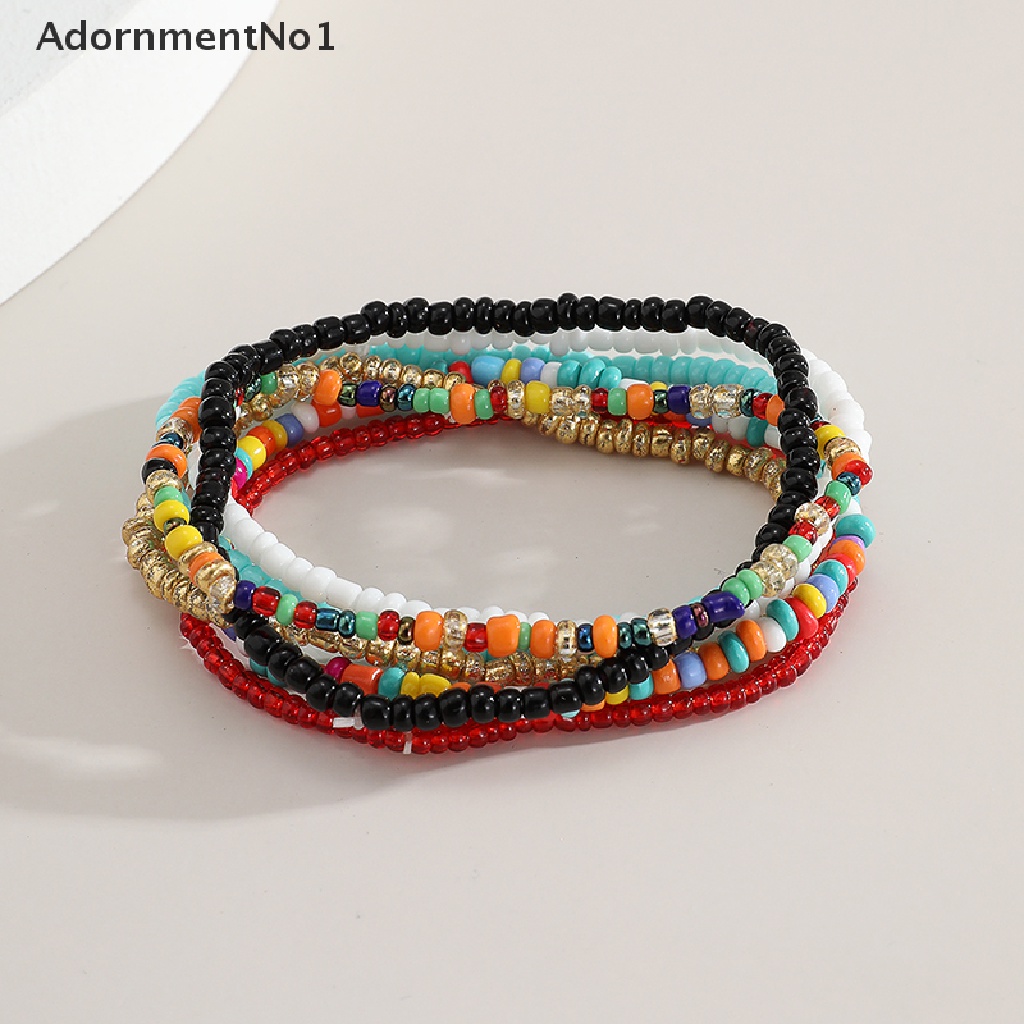 (AdornmentNo1) 7pcs / Set Gelang Tangan Elastis Gaya Bohemia Aksen Manik-Manik Warna-Warni Untuk Perhiasan Wanita