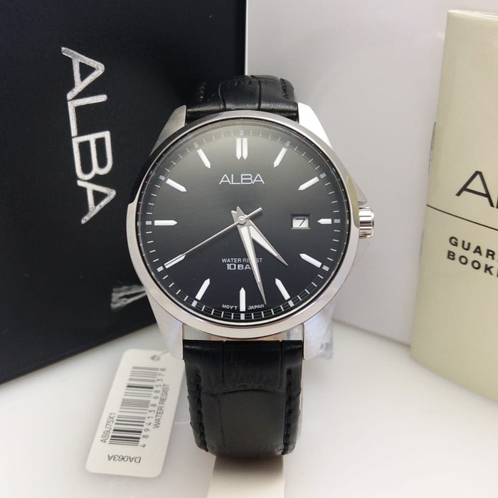 [COD] Jam Tangan Pria ALBA Analog Strap Kulit Hitam AS9J75X1 Original GARANSI FASHION KADO KEREN NEW