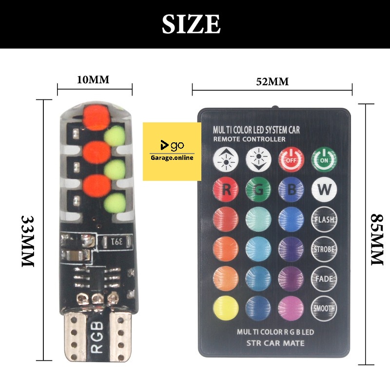 LED Lampu Mobil Motor T10 RGB Jelly ISI 2pcs Remote 12V Senja Sen Sein Kota Termurah