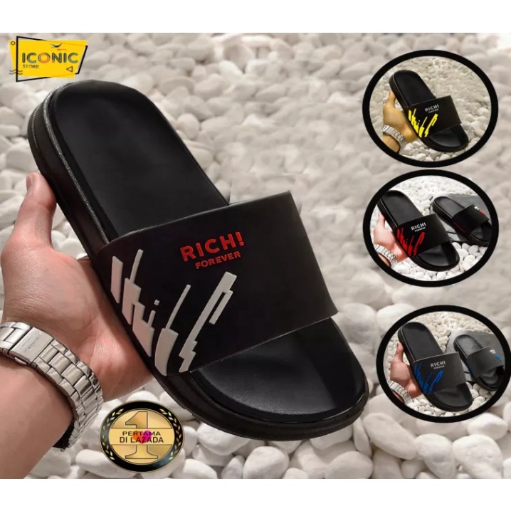 Sandal Pria Slide Sandal Slip On pria Kekinian Nyaman Untuk Sehari-hari