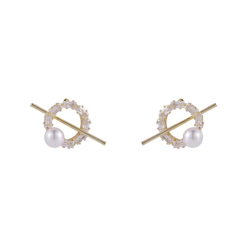 Anting Tusuk Gantung Desain Kembang Api Hias Zircon + Mutiara Untuk Wanita