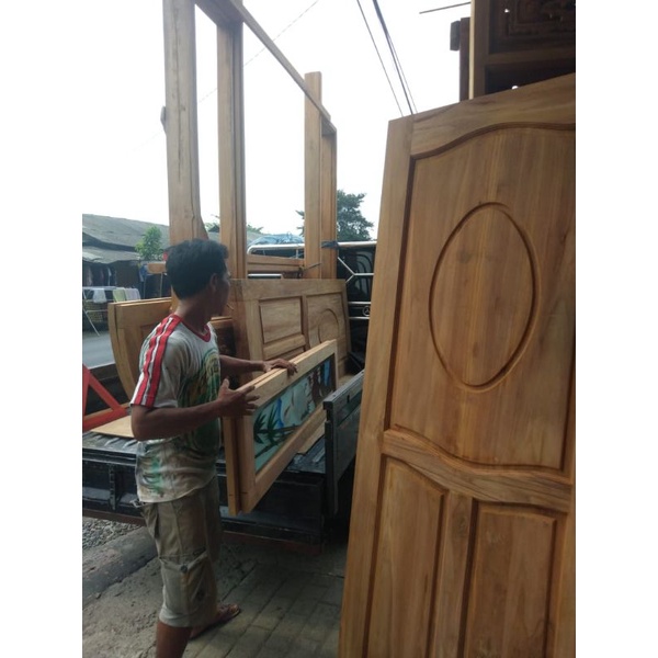 pintu kayu jati / pintu kamar / pintu minimalis/ pintu kupu tarung