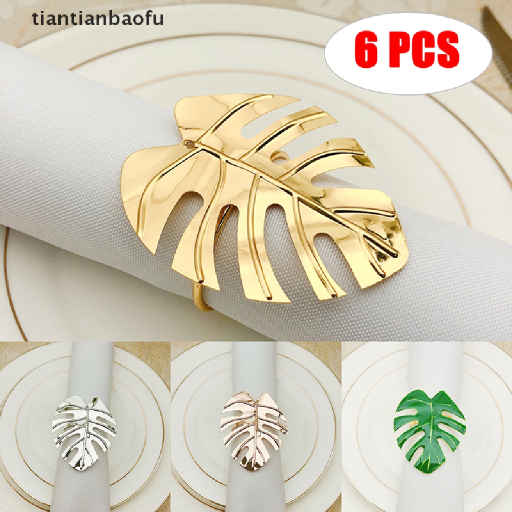 6 Pcs Cincin Holder Serbet Bentuk Daun Untuk Dekorasi Meja Pesta Pernikahan