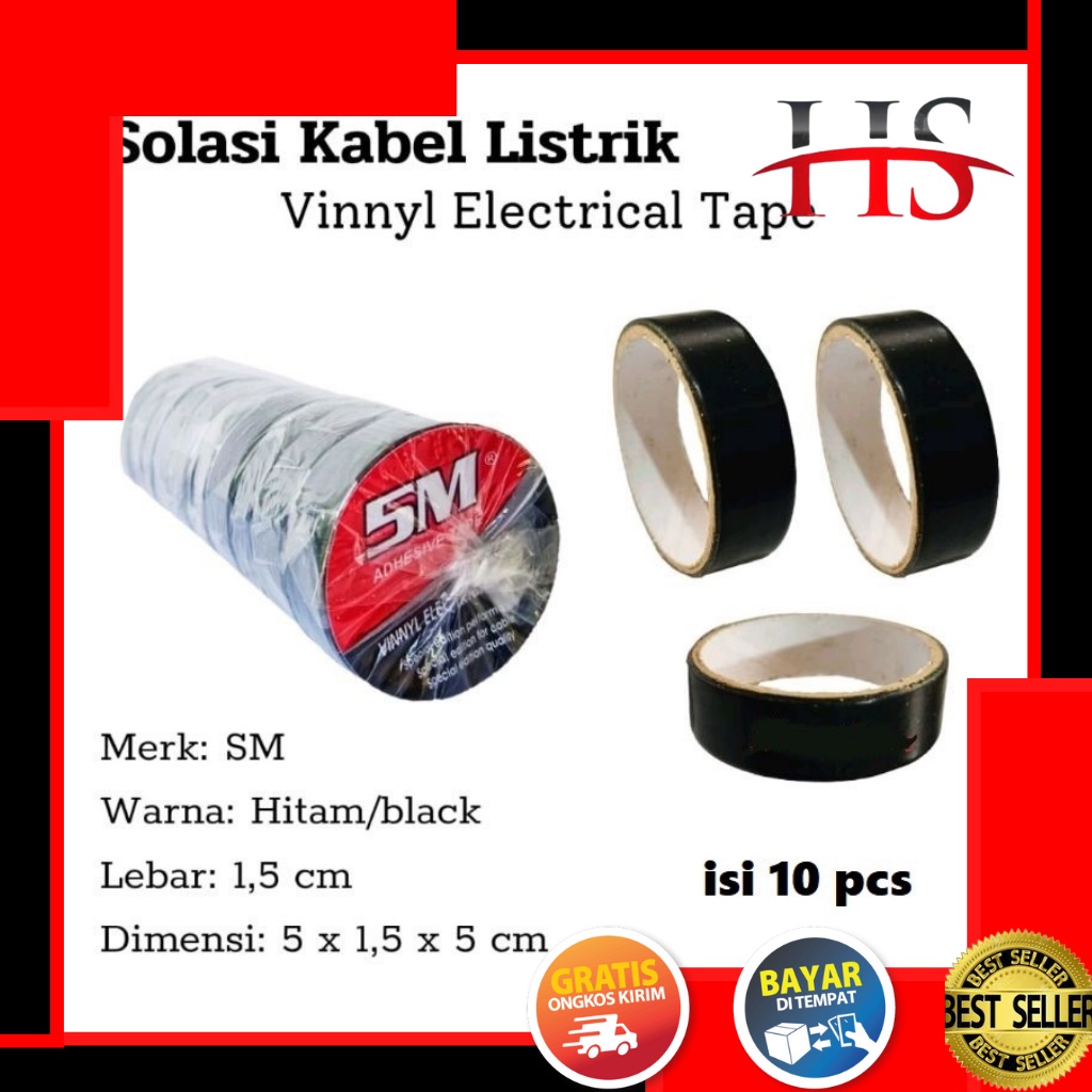 

ISOLASI KABEL LISTRIK HITAM KECIL PENGLENGKAPAN ELEKTRIK TAPE ISI 10