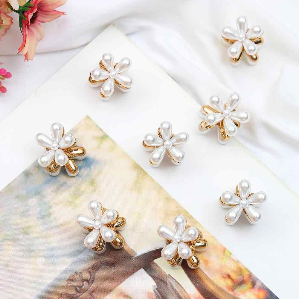 Jepit Rambut Korea Elegan Motif Mutiara Bunga Daisy Jepit Poni Ornamen Aksesoris Rambut Jedai Mini Hair Claw Clips
