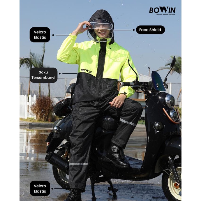 Bowin Jas Hujan Premium 3D Cutting - Anti Bakteri & Windproof