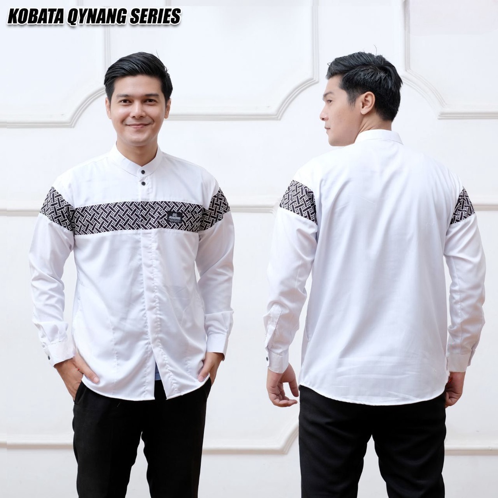 Asakhi Baju Koko Pria Lengan Panjang Motif Yordan Series Koko Muslim Hadroh Azzahir Warna Putih