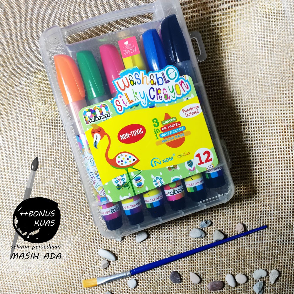

NDM Washable Silky Crayon set 12 / Paintmate Oil Pastel / Krayon Mudah Dicuci