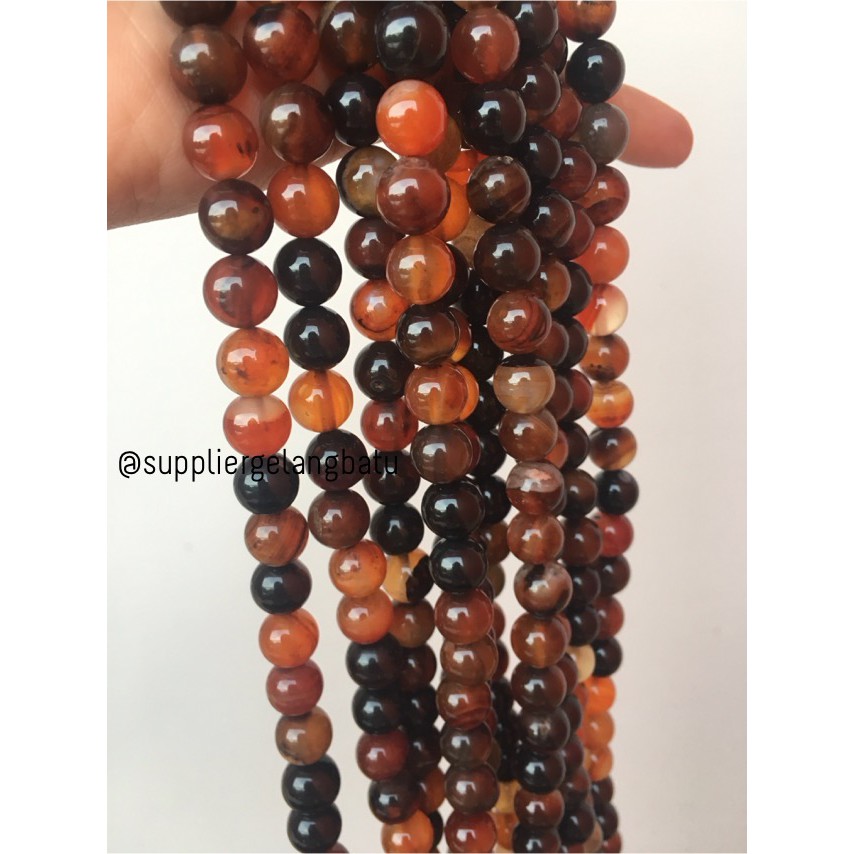 carnelian Bahan Gelang kalung black red Agate Natural Stone 10mm akik asli hitam merah grade a