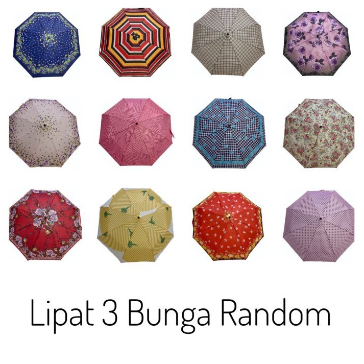 Payung Lipat Motif Bunga Kotak Korea Besar Kecil Lucu Umbrella Lipet Anti Hujan UV Kembang Mini Unik