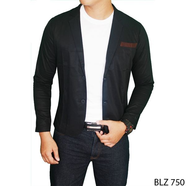 Trendy Stretch Male Blazer Stretch Hitam – BLZ 750