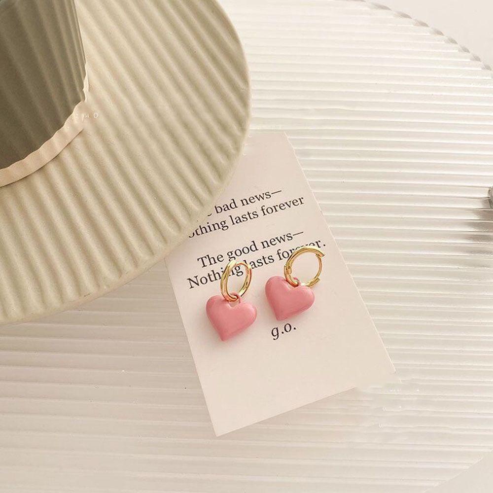 Mxbeauty Anting Hoop Perempuan Retro Jepang Hadiah French Heart Shape Lovely Menjuntai Earrings