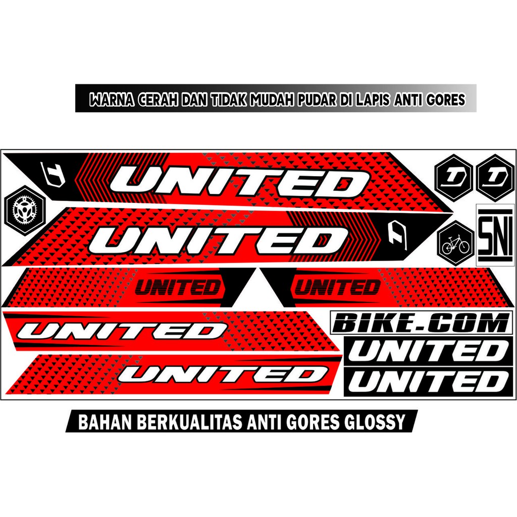 DECAL STIKER STIKER VARIASI STRIPING SEPEDA UNITED BMX DECAL STRIPING