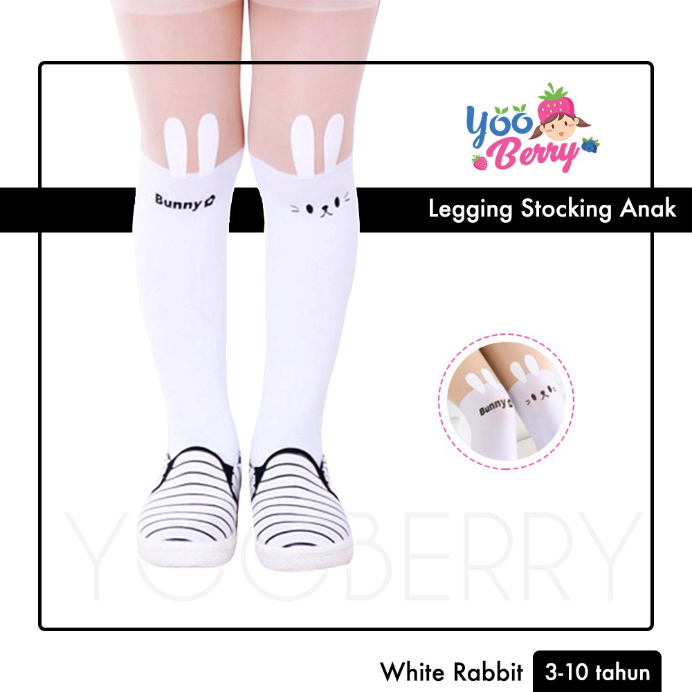 YooBerry Kids Pantyhose Stocking Legging Anak Perempuan White Rabbit Berry Mart