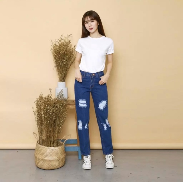 CELANA JEANS BOYFRIEND SOBEK / CELANA JEANS WANITA / BOYFRIEND SOBEK / SAMANTA BOYFRIEND