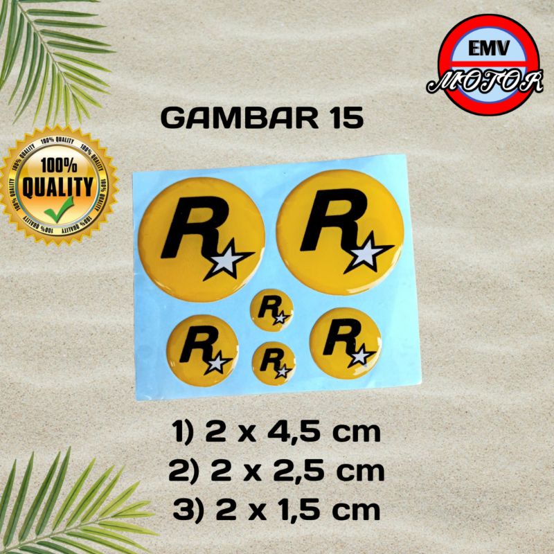 

sticker timbul logo rockstar satu set