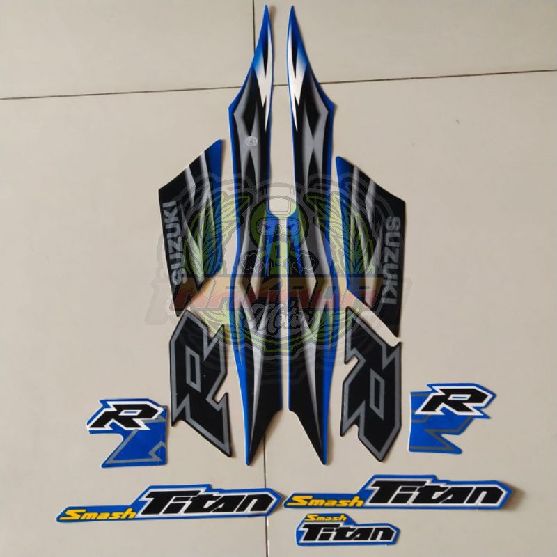 STRIPING SUZUKI SMASH TITAN 110 RR TAHUN 2010 MERAH BIRU FULL SET BODY