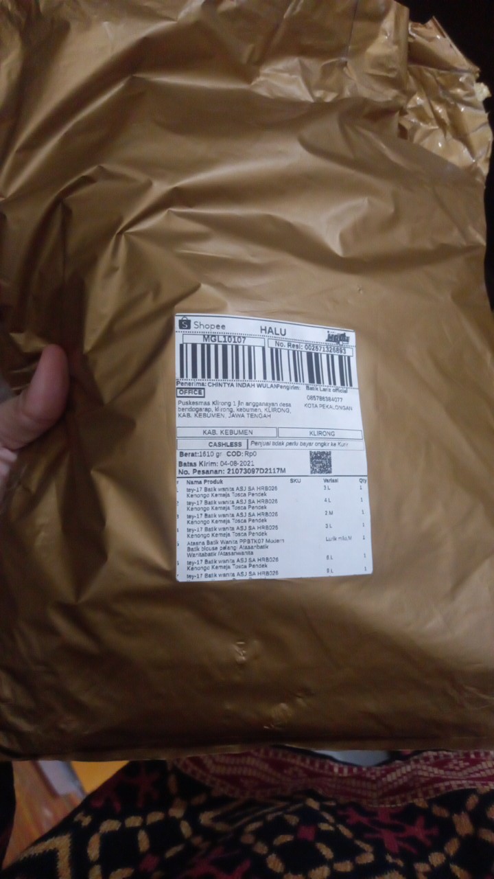 Tey-17 Batik Wanita Asj Sa Hrb026 Kenongo Kemeja Tosca Pendek