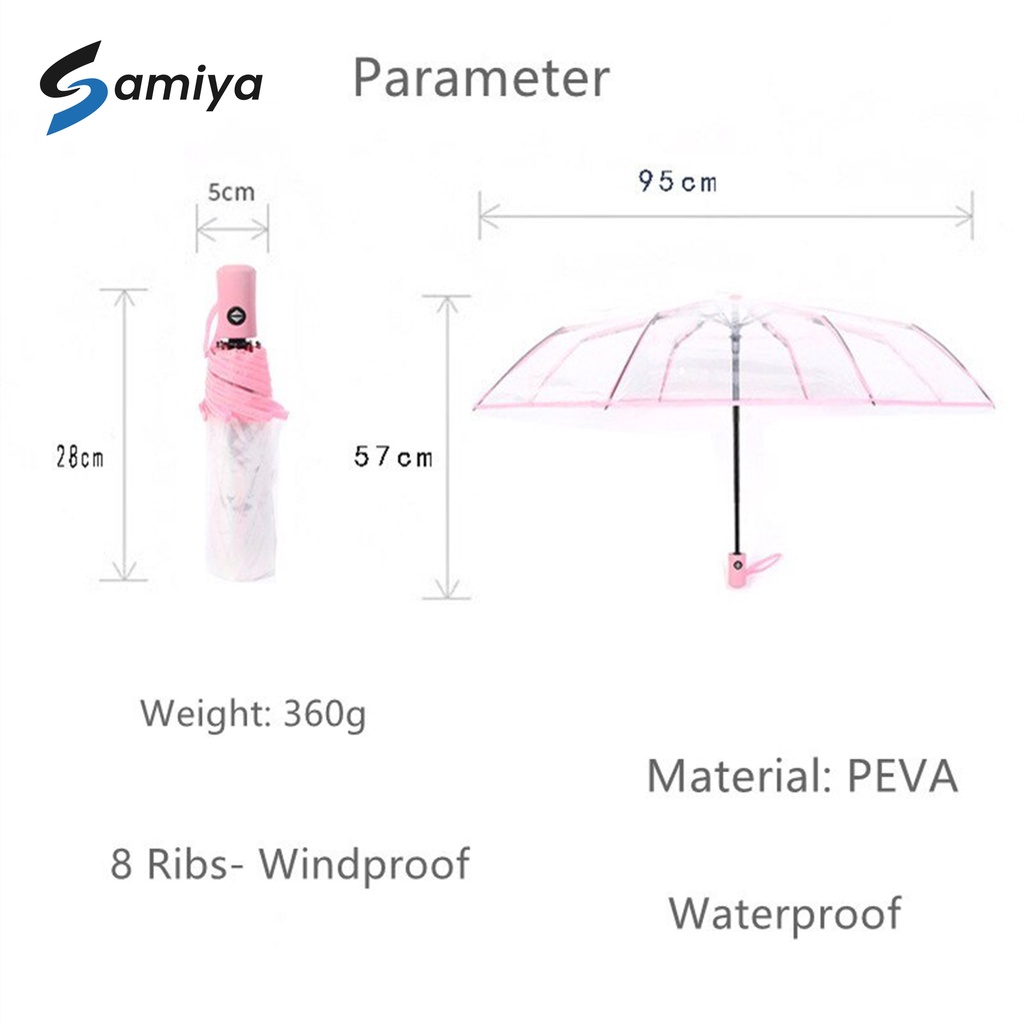 payung lipat transparan / payung mini motif cherry blossom / payung hujan