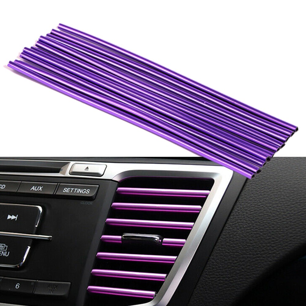 10pcs / set Strip Dekorasi Interior Ac Mobil 9 Warna Bentuk U