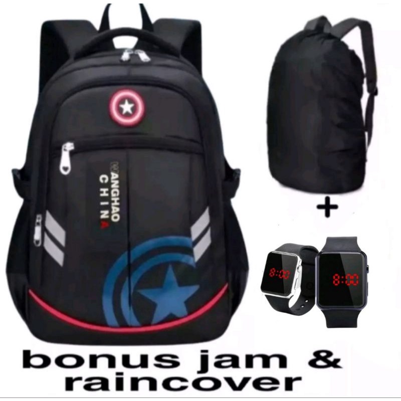 tas anak laki - tas sekolah anak cowo - tas ransel anak perempuan - tas ransel anak (BONUS JAM LED)