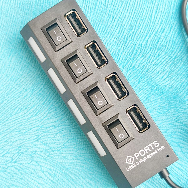 USB Hub Saklar 4 Port On Off High speed - Sambungan USB Extension 4 Port Switch LED USB Extention