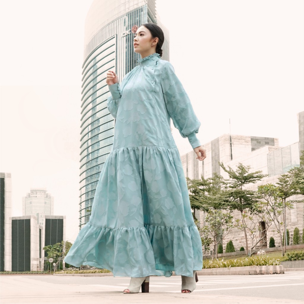 Leira Dress - Blue Dress - Dress Biru - Dress Brukat