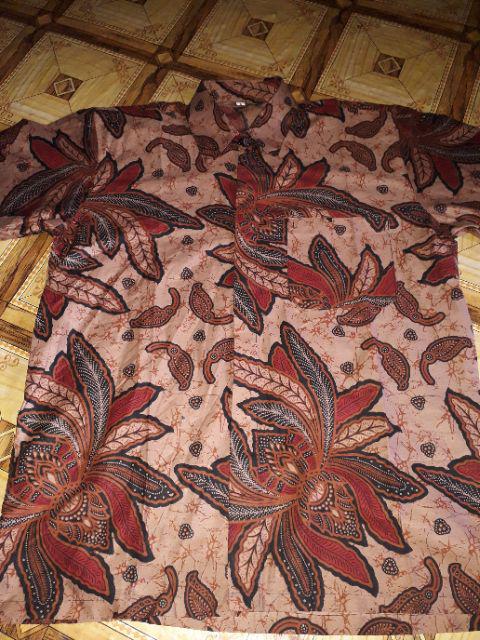 Pabrik Batik Hrb026 Kenongo Kemeja Batik Pria Tosca Pendek Pekalongan Padi M L Xl Sogan Tulis Halus