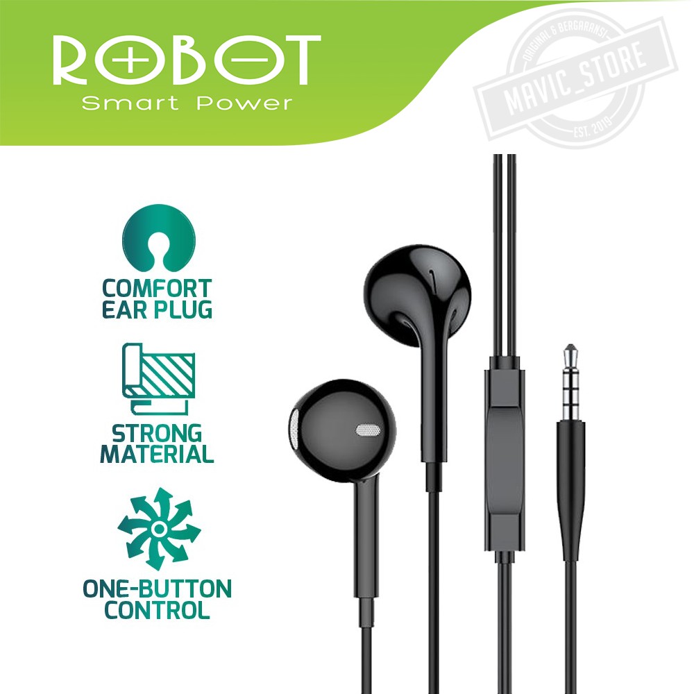 Jual Robot Headset Wired Re Earphone High Sound Quality Handsfree Garansi Resmi Tahun