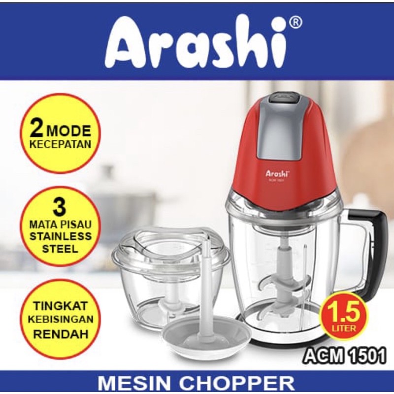 Arashi Chopper 1.5 Liter ACM 1501 (2 Wadah Chopper )