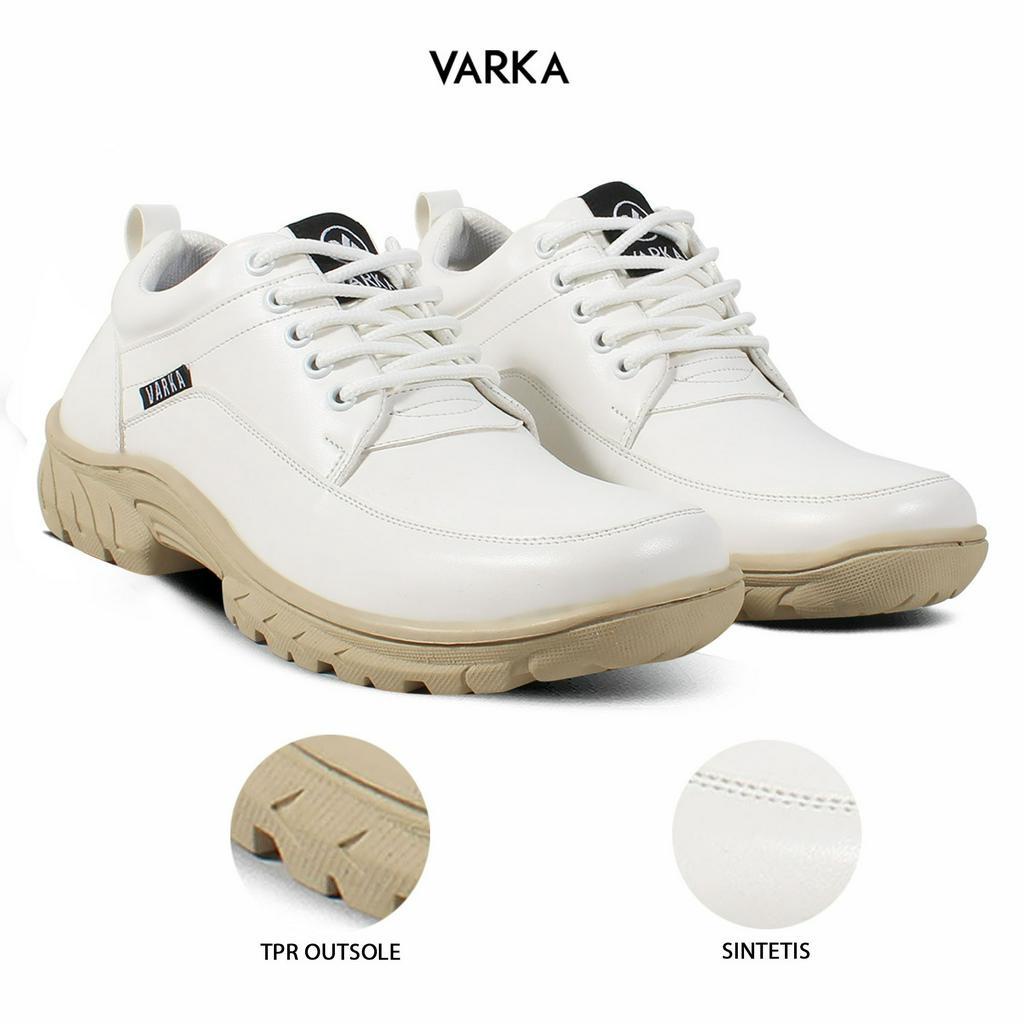 Sepatu Pria Casual Terbaru V 5417 Brand Varka Sepatu Semi Boots Kerja Lapangan Sepatu Motor Hiking Outdoor Berkualitas - Putih