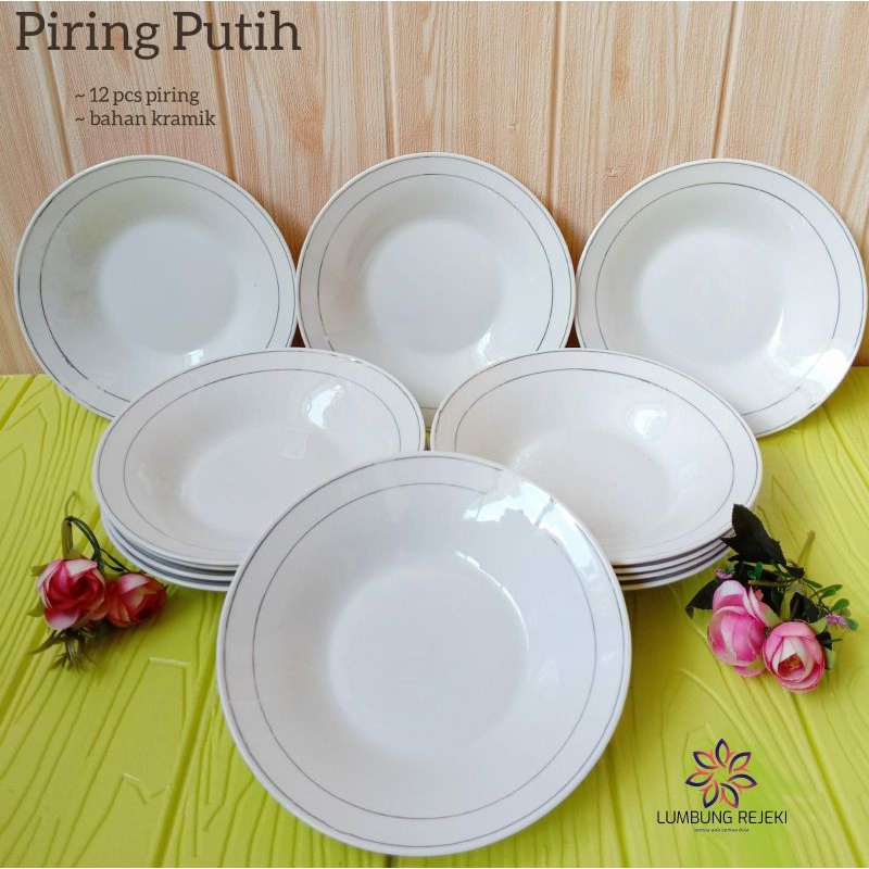 Jual Piring Makan Keramik Putih Lish Emas Piring Makan Keramik Polos