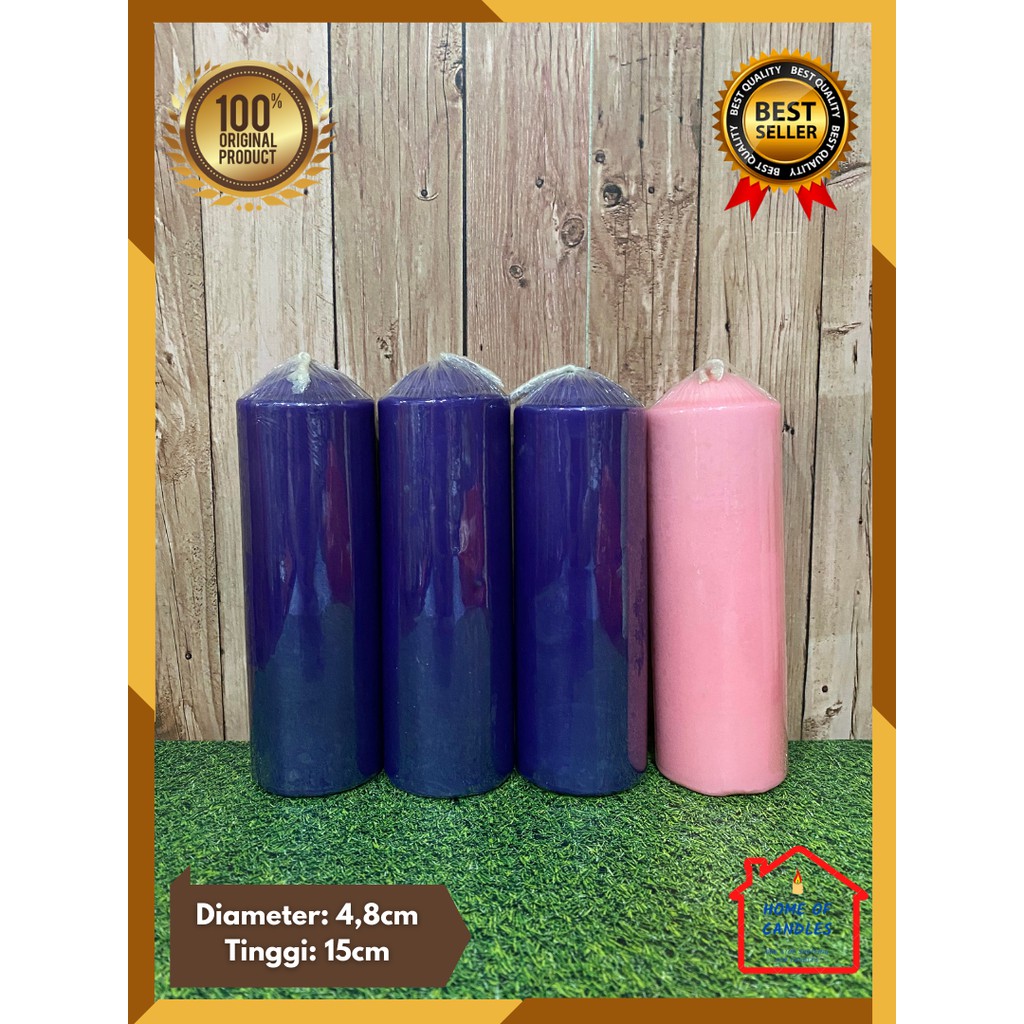 Lilin Adven Natal Katolik / Lilin Doa Pillar Ungu Pink | Adven Katolik 4pcs