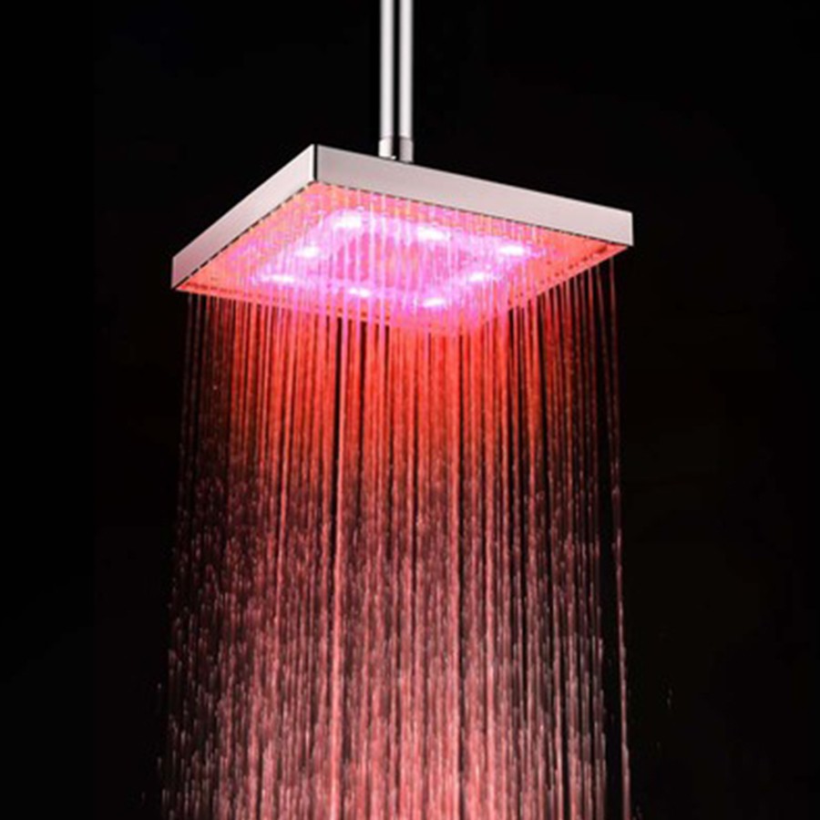 Led Light Temperature Control Bathroom Shower Head Overhead High Pressure Romantic Rain Sprinklers Shopee Indonesia