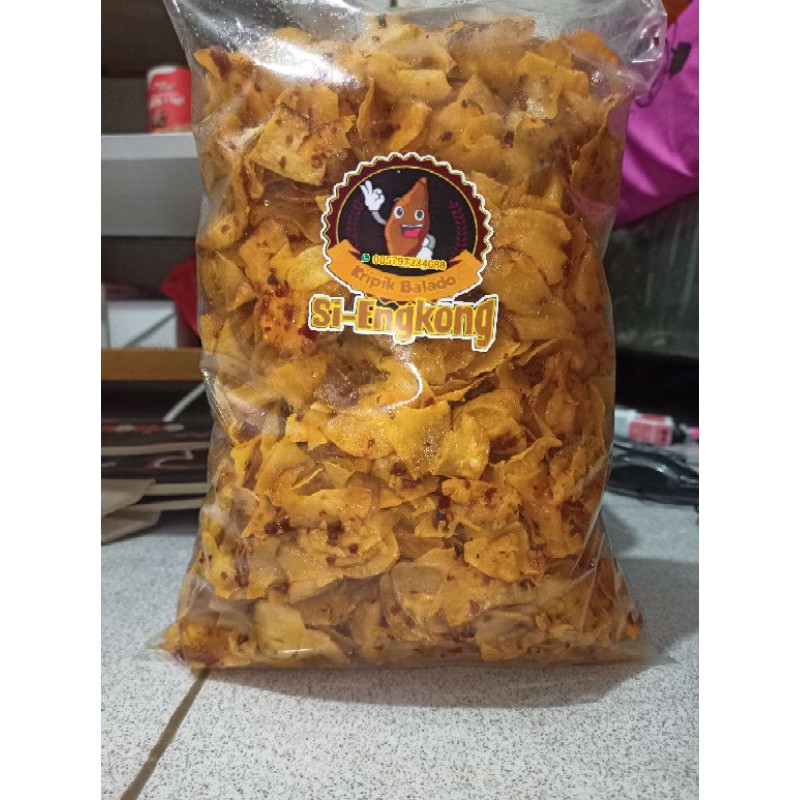 

1 kg kripik balado si-engkong Cocok untuk ngemil dan teman makan sensasi pedas yang bikin ketagihan