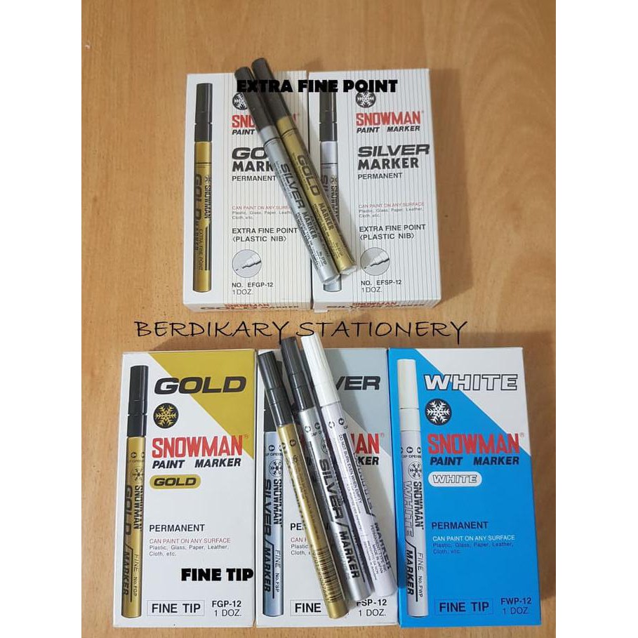 

Spidol emas / Snowman gold / silver marker extra fine point