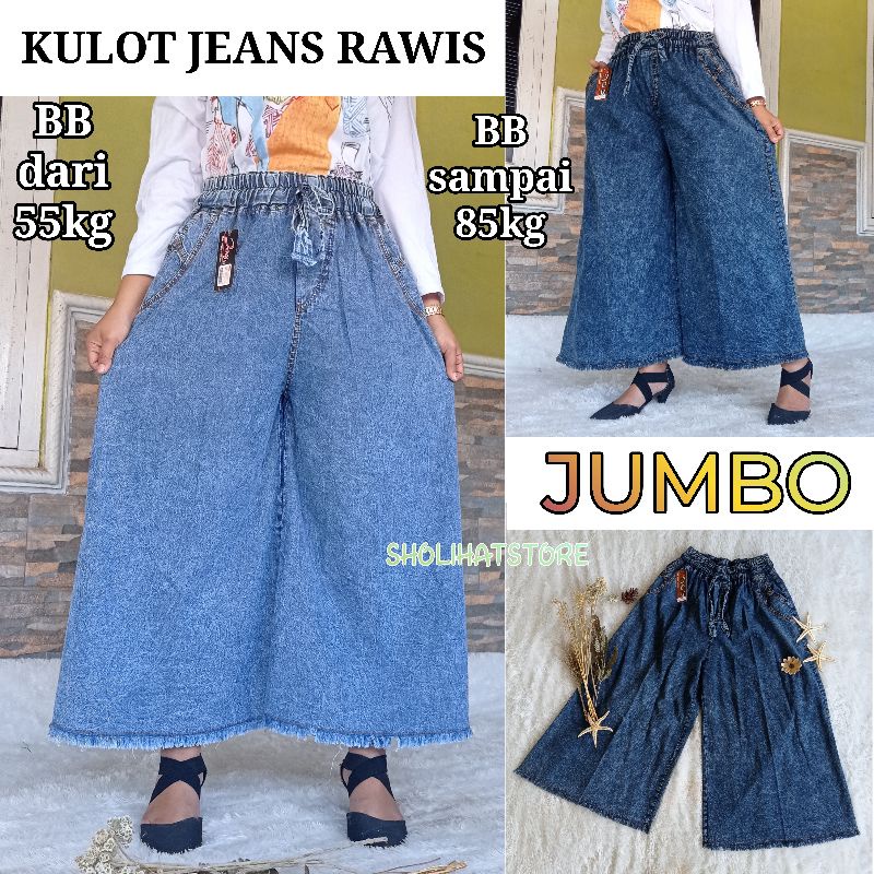 CELANA KULOT JEANS RAWIS HIGH WAIST JUMBO SAMPAI BB 85KG / KULOT SNOW JEANS RAWIS SIZE XXL XXXL / KULOT JEANS SOBEK BAGIAN BAWAH RAIWS / KULOT PANJANG JEANS RAWIS PREMIUM / LOOSE CULLOTE HIGH WAIST SNOW WASHED / SHOLIHATSTORE