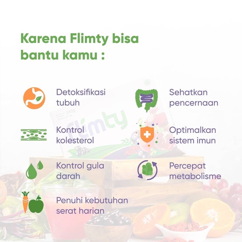 FLIMTY Fiber | Detox | Antidioksidan Rasa Blackcurrant / Raspberry - 1 Box 16 Sachet Minuman Diet Pelangsing Alami Pelangsing Ampuh