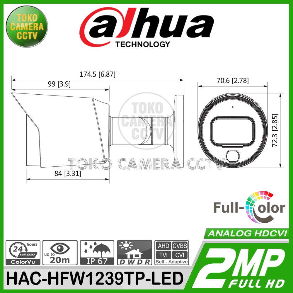 KAMERA CCTV OUTDOOR 2MP COLOR DAHUA CAMERA DAHUA HDCVI COLOR BERWARNA