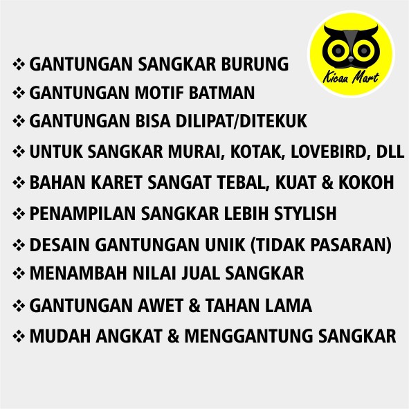 GANTUNGAN LIPAT HITAM MOTIF BETMEN BATMAN CANTOLAN SANGKAR KANDANG BURUNG MURAI KOTAK LOVEBIRD GLHTM