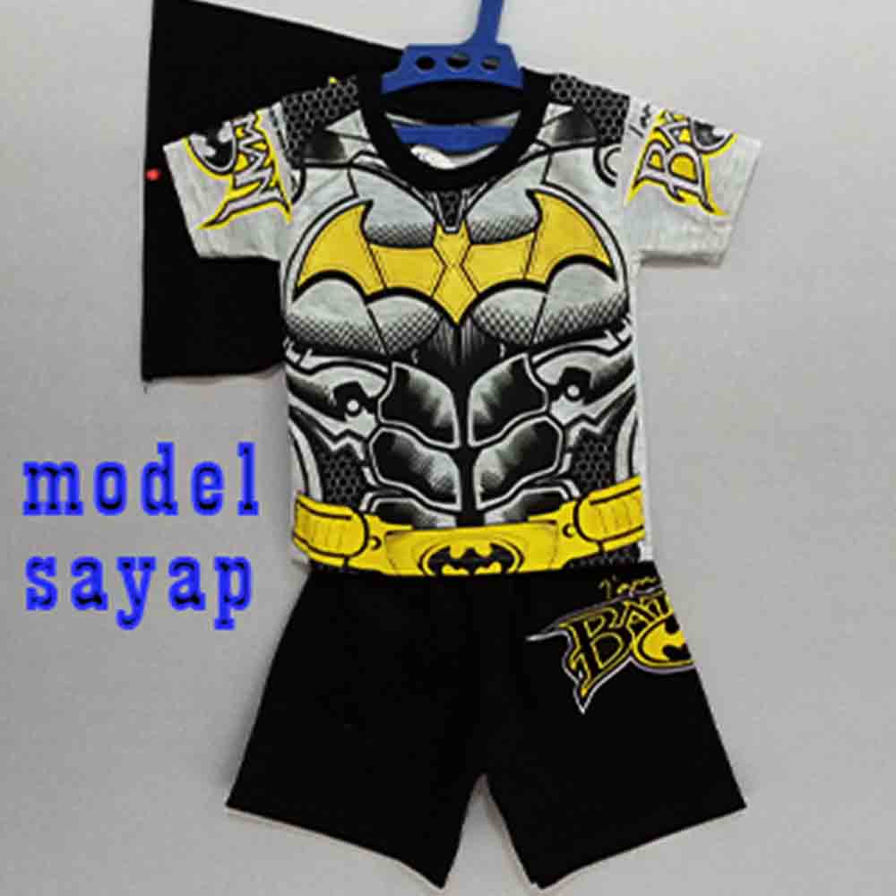 MKids88 - Baju Setelan Kaos Anak Superhero Karakter IRONMAN Bumblebee Optimus Batman Ultraman dll