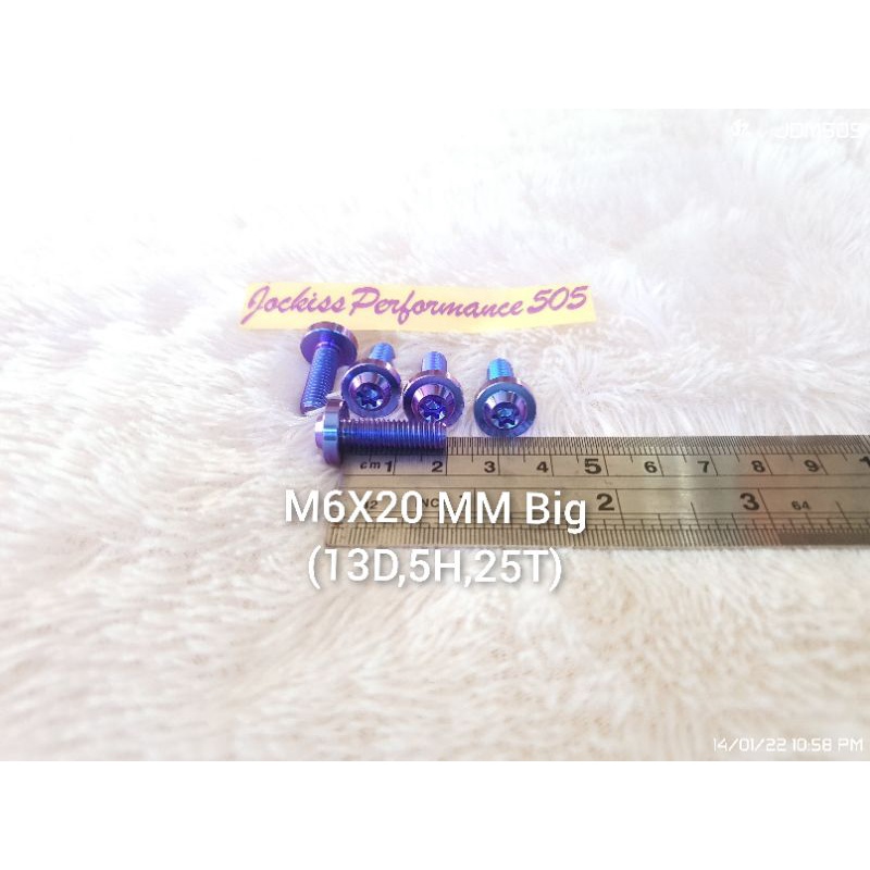 Baut Titanium M6X20 MM Big OD13/Baut 10 Panjang 2 CM