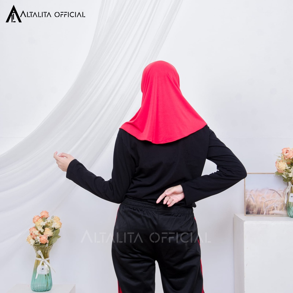 Altalita - Hijab Bergo Sport Instan pet Bahan Jersey Spandek Premium Polos Cocok Untuk Sekolah Olahraga dan Sehari-Hari