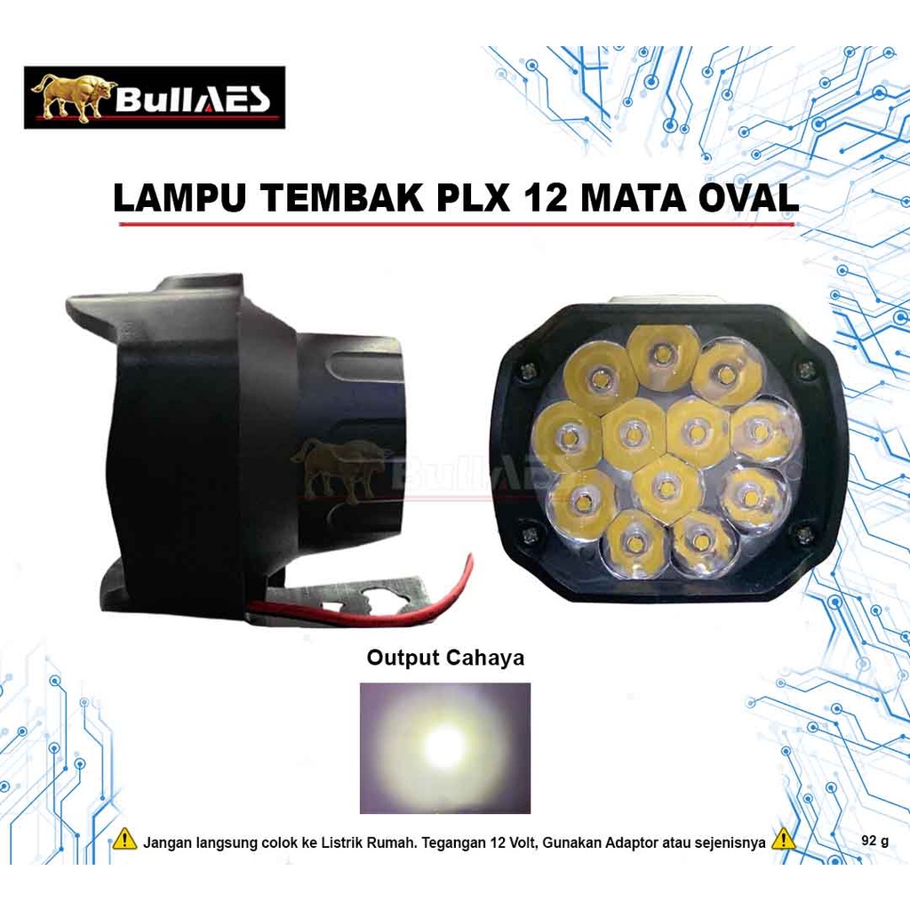 Lampu Tembak 12 Mata Plastik Waterproof Spot Flood PLX 12 OVAL