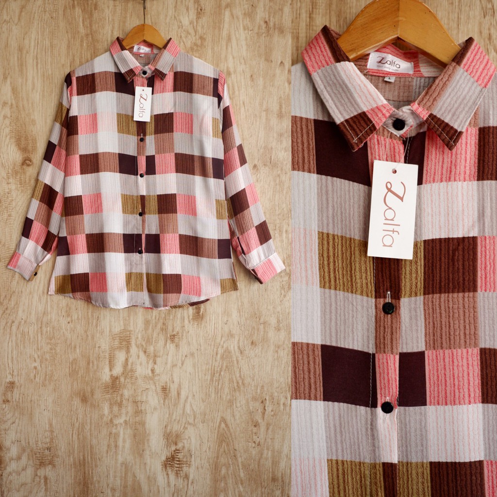 VANYA kemeja by ZALFA OUTFIT / kemeja motif / kemeja wanita murah / kemeja rayon-Choco