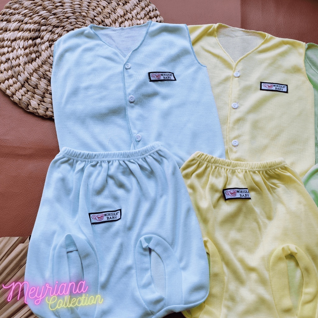 3 Setel Baju Bayi Newborn Lengan Kutung Dan CelanaPOP Kacamata Bayi Baru Lahir Meyriana Colleciton