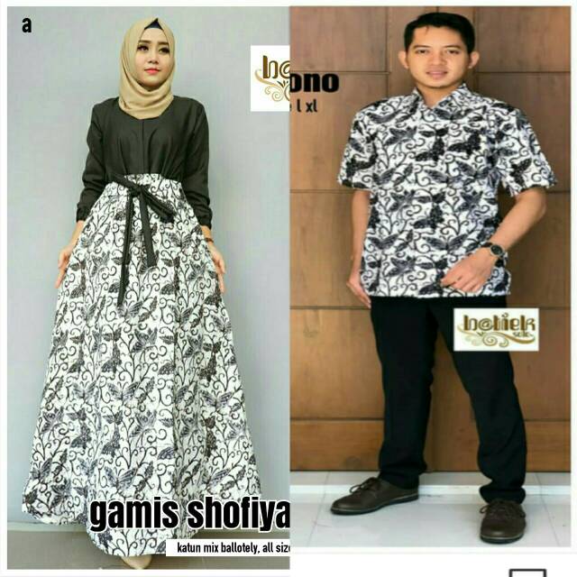 Couple gamis batik hitam putih batik murah batik hitam batik lurik couple batik gamis pasangan