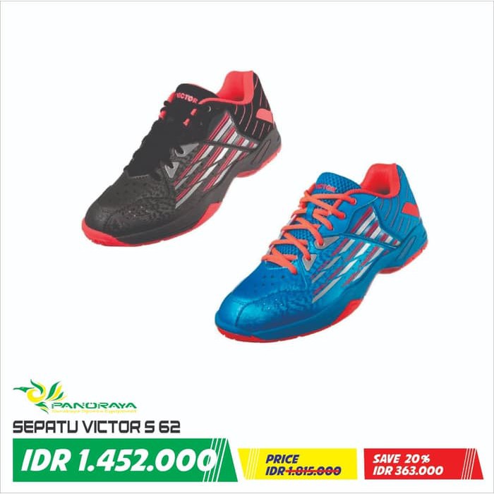 Sepatu Badminton Bulutangkis Victor S62 S 62 Original - Hitam